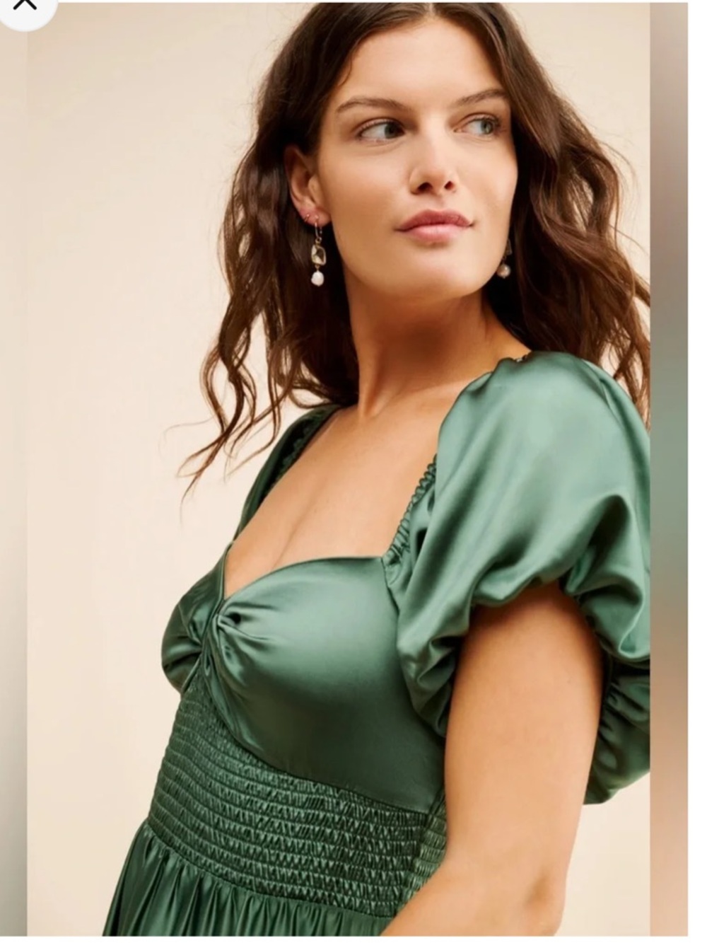 Free People Premium Sundrenched Silky Satin Maxi Tiered Dress Green Sage Large - Picture 3 of 12